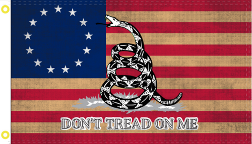 Betsy Ross Don't Tread On Me Vintage Flag 3'X5' Rough Tex® 68D Nylon