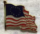 Betsy Ross Flag Waving 250 Year Anniversary of American Independence Cloisonne Hat & Lapel Pin