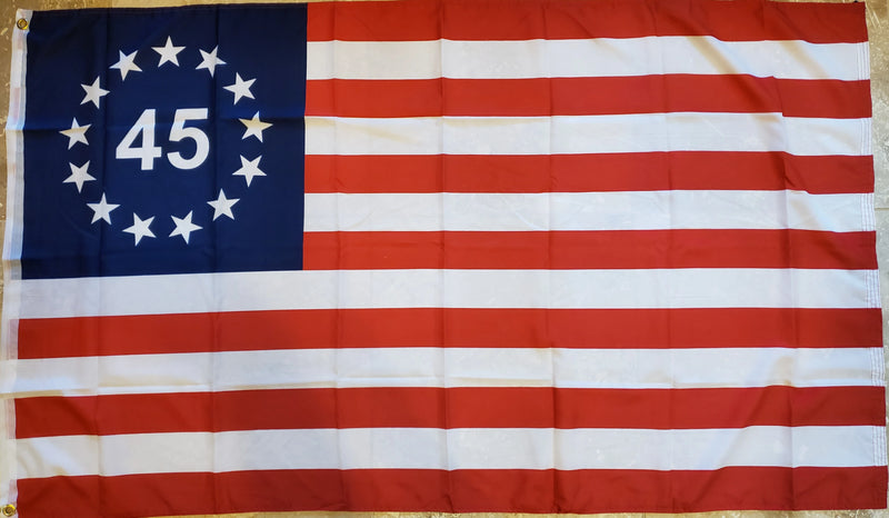 BETSY ROSS 45 (45TH PRESIDENT DONALD TRUMP) 3X5 FLAG ROUGH TEX 100D ® Betsy Ross 45 Official
