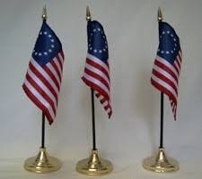 Betsy Ross American 13 USA Stars 1776 Desk Set Flag With Gold Base American Revolution