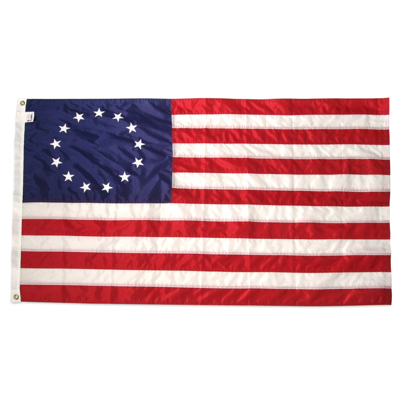 Betsy Ross Original American 13 Stars USA Flag 2x3 Feet Cotton Embroidered & Sewn Stripes 100% Cotton Bunting Real Brass Grommets Rough Tex ®