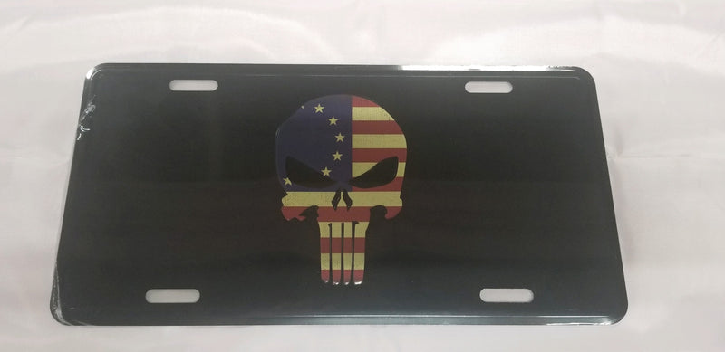 Betsy Ross Punisher Vintage USA flag Black Embossed 2nd Amendment License Plate Auto Tag