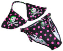 PIRATE POLKA DOT JOLLY ROGER STRING BIKINI BATHING SUIT WOMEN'S LYCRA NYLON