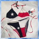 TEXAS FLAG STRING BIKINI BATHING SUIT WOMEN'S LYCRA NYLON