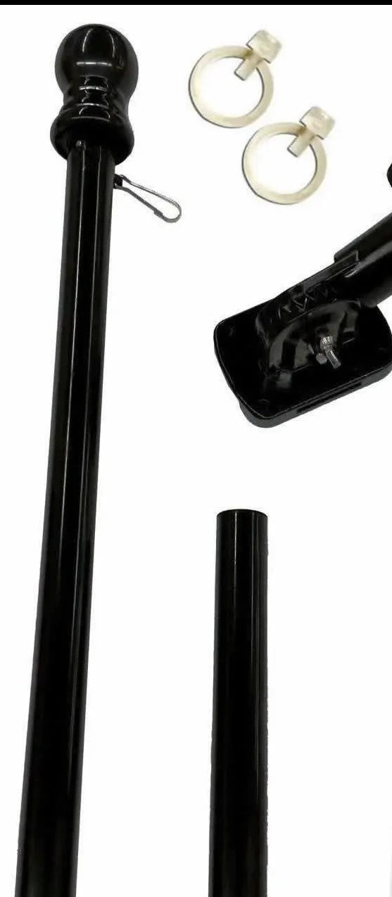 Flagpole Kit: 6ft Black Tangle-free Spinning Flag Pole, Black Adjustable Bracket