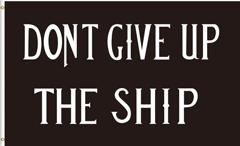 DON'T GIVE UP THE SHIP BLACK COMMODORE PERRY FLAG 3X5 68D NYLON