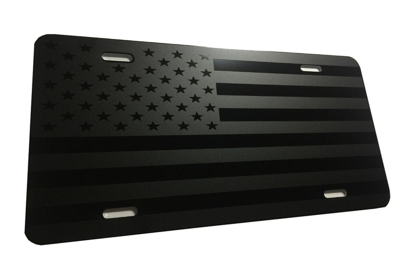 Blackout USA Black American Flag Embossed License Plate No Quarter