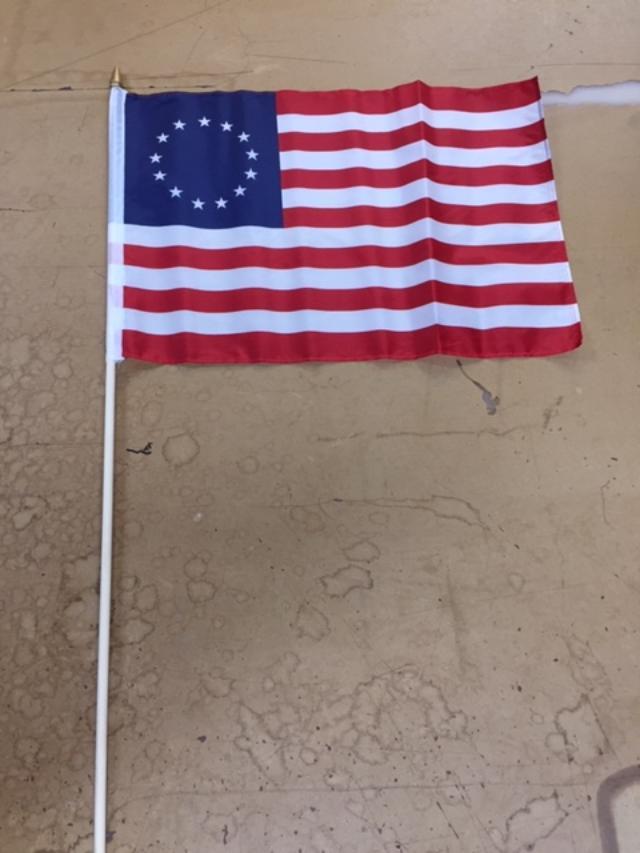 USA 13 Stars 1776 12x18  Inches American Betsy Ross Flags 30" Wood Staff (stick)