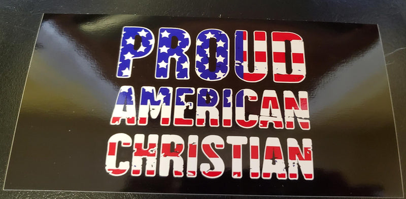 PROUD AMERICAN CHRISTIAN BLACK OFFICIAL BUMPER STICKER PACK OF 50 BUMPER STICKERS MADE IN USA WHOLESALE BY THE PACK OF 50!
