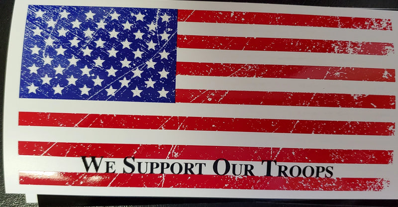 WE SUPPORT OUR TROOPS AMERICAN FLAG Bumper Sticker