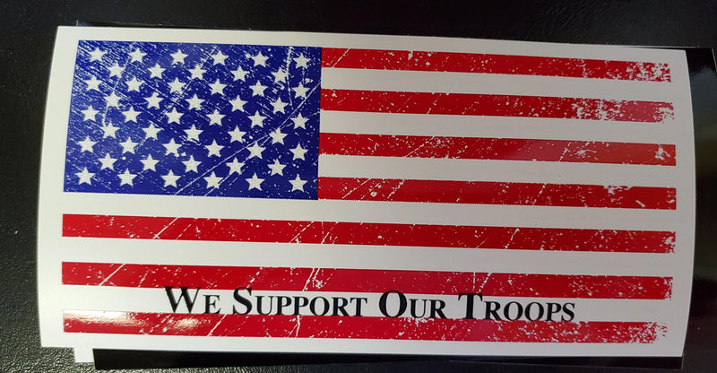 WE SUPPORT OUR TROOPS AMERICAN FLAG OFFICIAL BUMPER STICKER PACK OF 50 WHOLESALE FULL COLOR