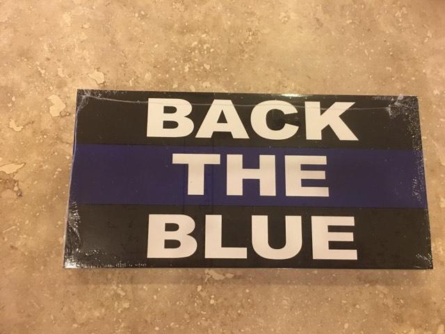 BACK THE BLUE POLICE BLUE LINE OFFICIAL BUMPER STICKER PACK OF 50 BUMPER STICKERS MADE IN USA WHOLESALE BY THE PACK OF 50!