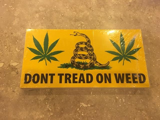 DON'T TREAD ON Cannabis GADSDEN LIBERTARIAN MARIJUANA BUMPER STICKER PACK OF 50 BUMPER STICKERS MADE IN USA WHOLESALE BY THE PACK OF 50!