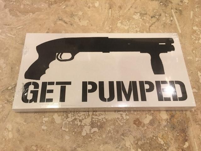 GET PUMPED OFFICIAL BUMPER STICKER PACK OF 50 BUMPER STICKERS MADE IN USA WHOLESALE BY THE PACK OF 50!