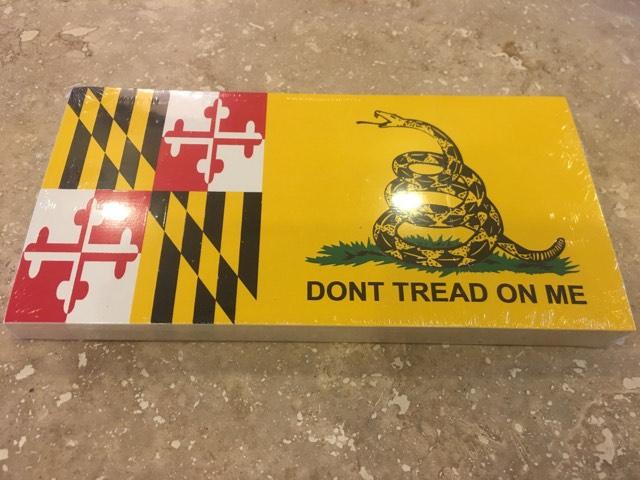 GADSDEN MARYLAND FLAG BUMPER STICKER PACK OF 50 BUMPER STICKERS MADE IN USA WHOLESALE BY THE PACK OF 50!