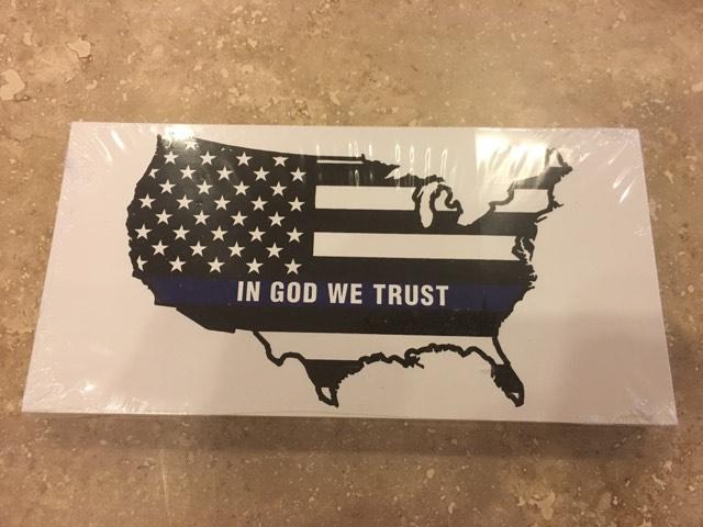 USA MAP POLICE MEMORIAL AMERICAN FLAG IN GOD WE TRUST OFFICIAL BUMPER STICKER PACK OF 50 BUMPER STICKERS MADE IN USA WHOLESALE BY THE PACK OF 50!