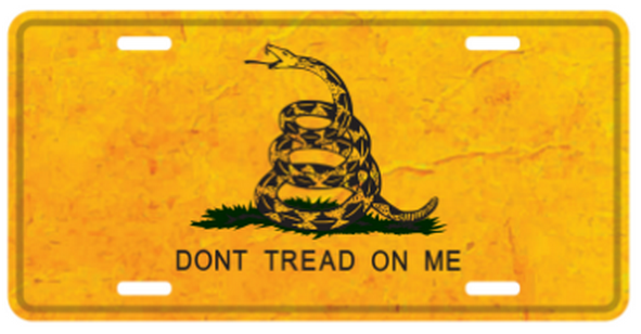 Gadsden Vintage Embossed License Plate Don't Tread on Me American Auto Tag