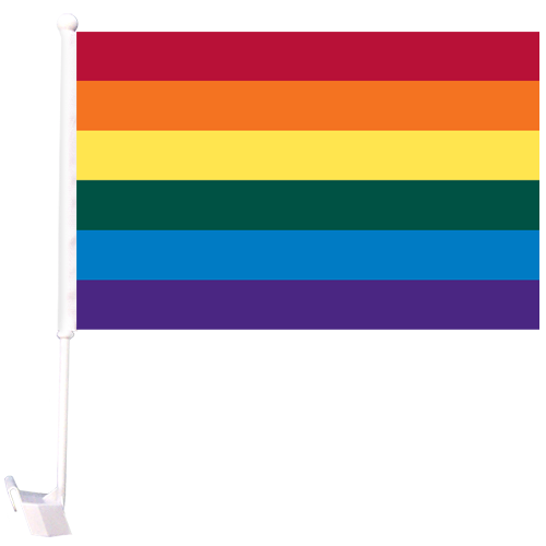 Rainbow Double Sided Car Flag - 12''x18'' Knit Nylon
