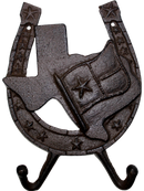 Cast Iron Texas flag horseshoe coat hooks - Texas Flag