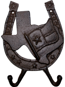 Cast Iron Texas flag horseshoe coat hooks - Texas Flag