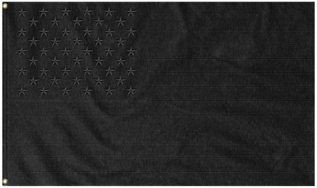 Black Out 5x8 American Black 5'x8' USA Blackout Tactical Embroidered Flag Rough Tex® Nylon