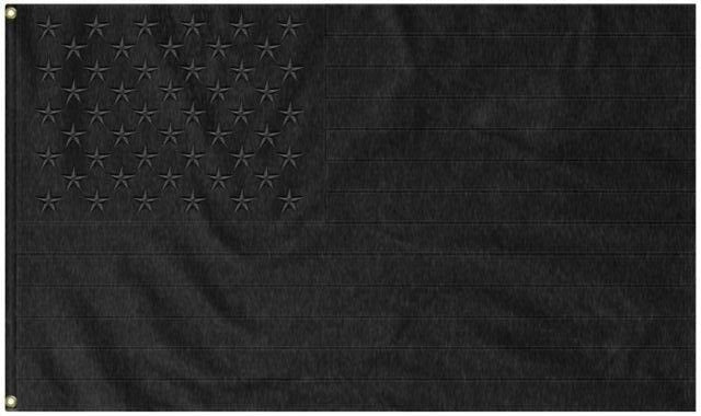 American Black 12"x18" USA Blackout Tactical Embroidered Boat Flag Rough Tex® Nylon