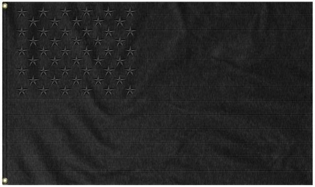 Black Out 4X6 American Black 4'X6' USA Blackout Tactical Embroidered Flag Rough Tex® Nylon