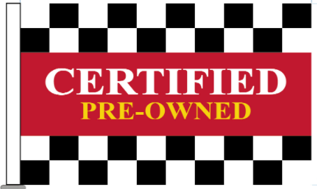 Certified Pre Owned Checkered 12"x18" Car Flag Flag ROUGH TEX® Knit Double Sided