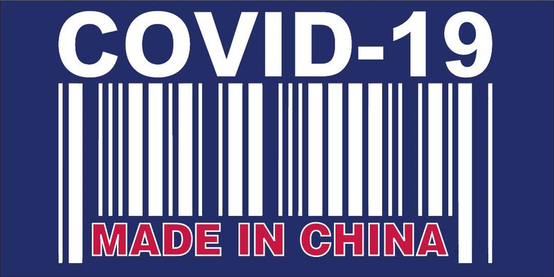 Covid 19 Made In China Blue Red Covid-19 Virus Bumper Sticker Made in USA