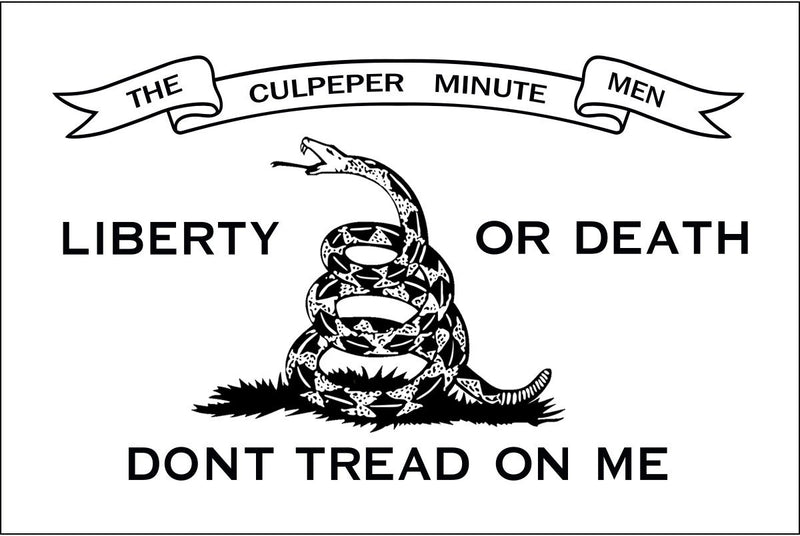 CULPPER LIBERTY OR DEATH DON'T TREAD ON ME COILED Flag with Grommets 12'X18' Rough Tex® 100D