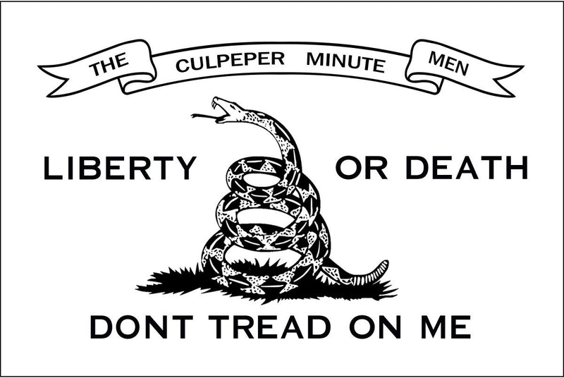 CULPPER LIBERTY OR DEATH DON'T TREAD ON ME COILED  Flag with Grommets 12'X18' Rough Tex® 100D