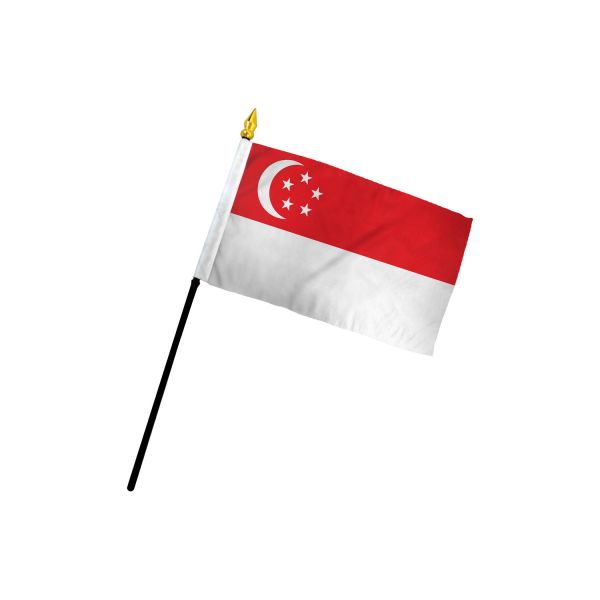 Singapore Stick Flag In Poly- 4''x6'' Rough Tex®