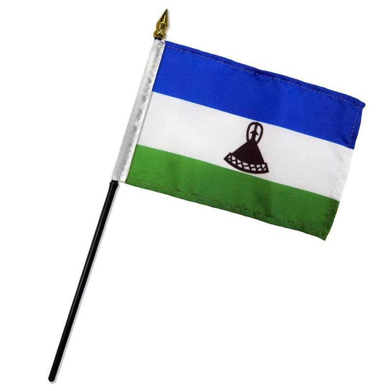 Lesotho Stick Flag In Poly 4''X6''
