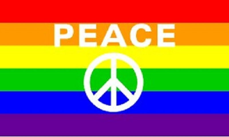 Rainbow Peace Sign Pride 3'x5' 100D Flag Rough Tex ®