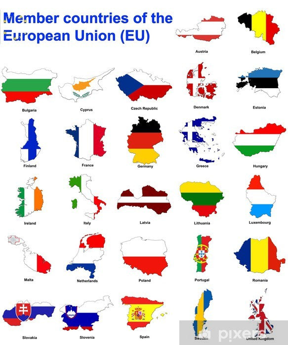 One Dozen European Union EU Country Member States 12x18 inch stick flags Rough Tex ® 100D International