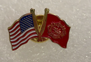 US / Fire Department Double Lapel Pin 1"x1"