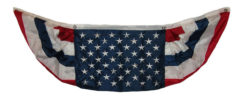 50 Stars 1.5x5 Feet American Flag Full Fan Bunting Dura-Lite Nylon Embroidered Stars