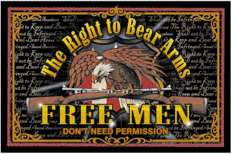 THE RIGHT TO BEAR ARMS FREE MEN DON'T NEED PERMISSION 2ND AMENDMENT FLAG 100D 3'x5' Rough Tex 2024