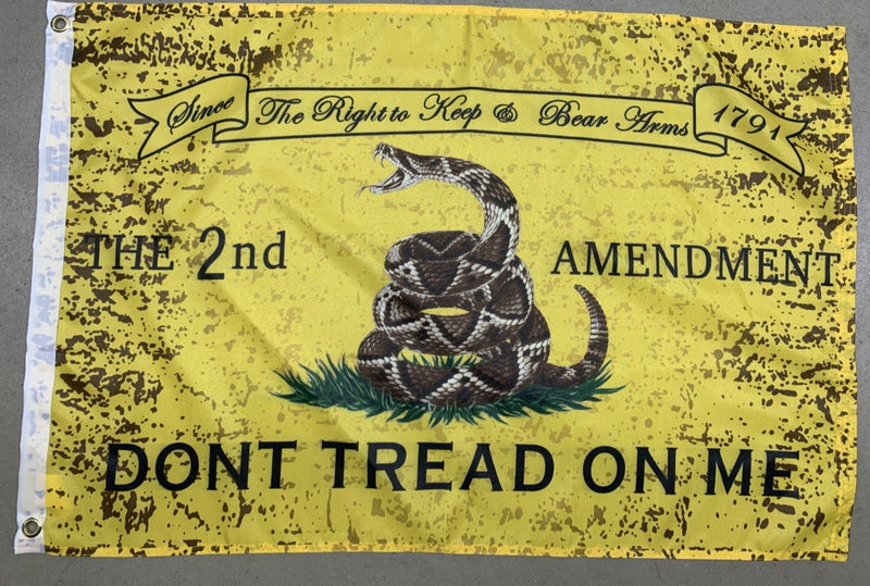 2nd Amendment Don't Tread on Me 3'X5' Vintage Rough Tex The Second Amendment Flag Rough Tex® 100D Live Gadsden Right to Bear Arms