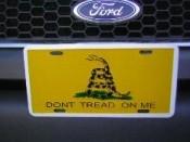 Gadsden Auto Tag Yellow license plate Don't Tread on Me Aluminum Embossed Auto Tags