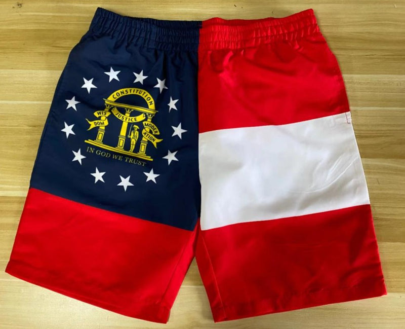 Georgia Flag Men's Swimming Trunk Swim Suits Shorts Quick Dry