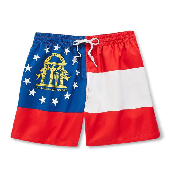 Georgia Flag Men's Swimming Trunk Swim Suits Shorts Quick Dry