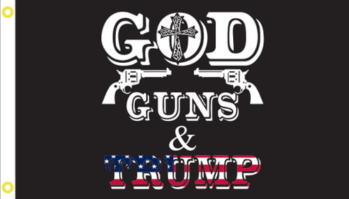 God Guns & Trump Black 3'X5' Flag Rough Tex®68D Nylon