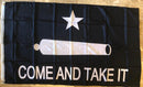GONZALES FLAG COME & TAKE IT BLACK ROUGH TEX ® RUFFIN ORIGINAL FLAG 3'X5' 100D