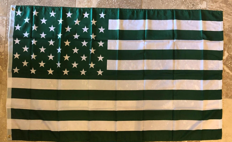 US Green & White 3'x5' Rough Tex ® 100D Flags