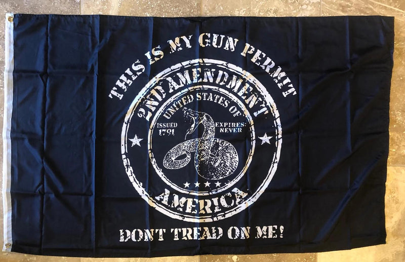 Gun Permit  Don't Tread On Me 2nd Amendment Rough Tex ® 100D Flags