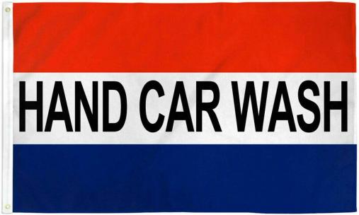 Hand Car Wash 3'x5' Flag 100D Red White Blue Business Banner