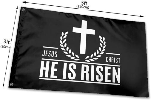He Is Risen Jesus Cross Christian 12"x18" 100D ROUGH TEX® Nylon Double Sided Garden Flag 100D