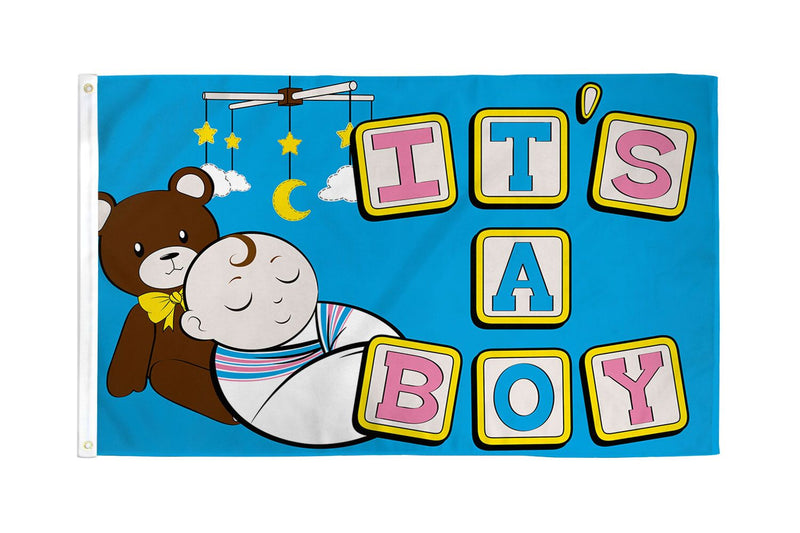 It's A Boy 3'X5' Flag Rough Tex® 68D Nylon Blocks