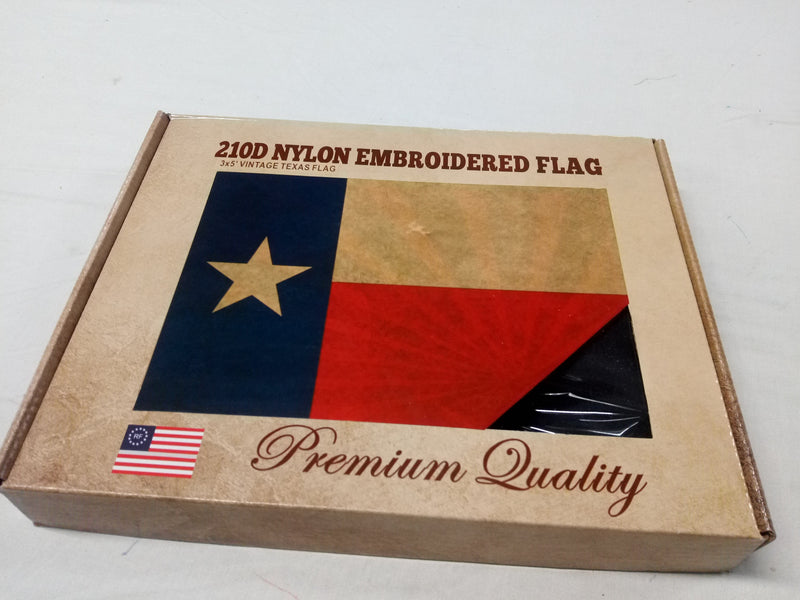 Vintage Texas Flag- 3'X5' Rough Tex® 210D Nylon Embroidered